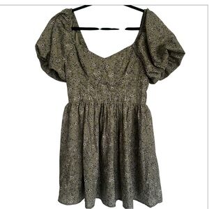 Altar'd State Floral Puff Sleeve Dress Cottagecore Sage Green Women’s medium
